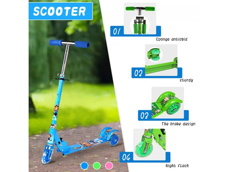 Trotineta AliBibi pliabila, cu roti luminoase