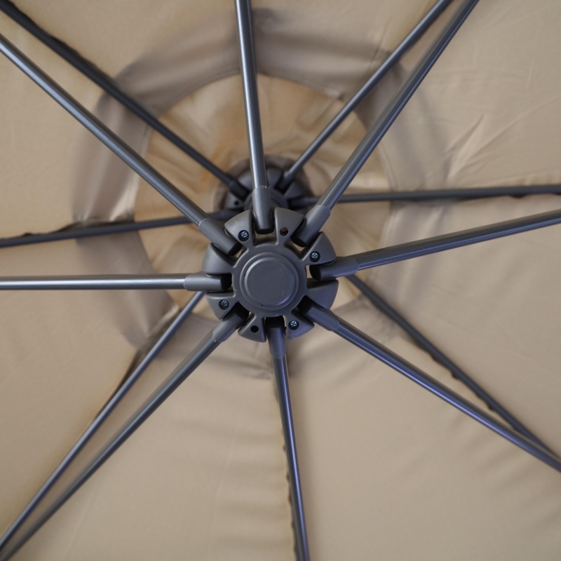 Umbrela tip banana DeHome Jardin U300 Crem, dimensiune 3 m, picior sustinere cu baza in X