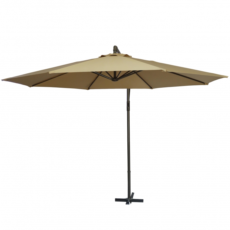 Umbrela tip banana DeHome Jardin U300 Crem, dimensiune 3 m, picior sustinere cu baza in X