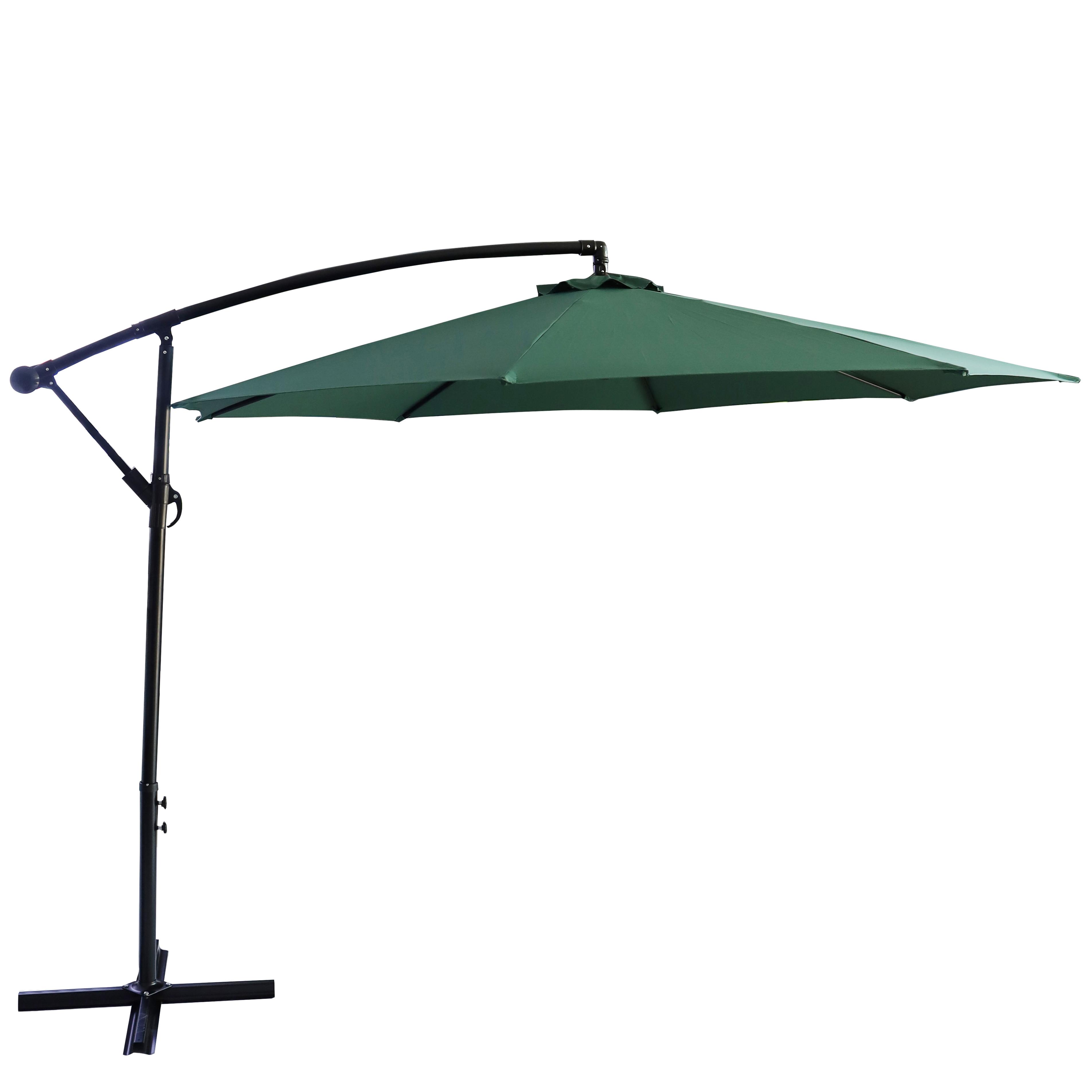 Umbrela tip banana DeHome Jardin U300 Verde, dimensiune 3 m, picior sustinere cu baza in X