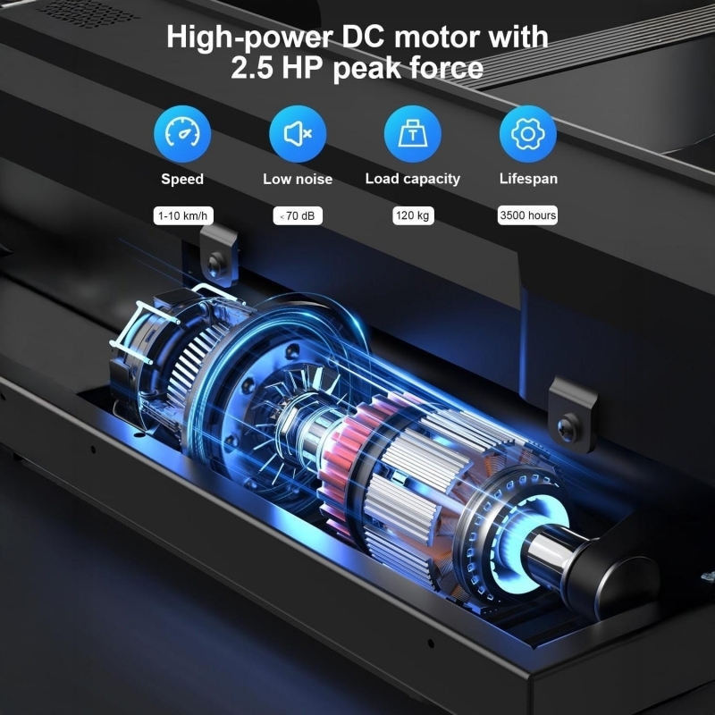 Banda de alergare electrica FitTronic K1100, motor de 2.5 CP, greutate suportata 110 kg, 4 moduri de alergare pana la 12 km/h, muzica prin Bluetooth, control cu smartphone prin aplicatii: Fitshow, Kinomap, Zwift