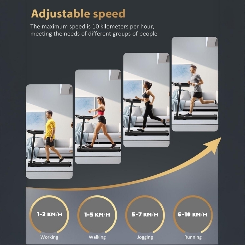 Banda de alergare electrica FitTronic K1100, motor de 2.5 CP, greutate suportata 110 kg, 4 moduri de alergare pana la 12 km/h, muzica prin Bluetooth, control cu smartphone prin aplicatii: Fitshow, Kinomap, Zwift