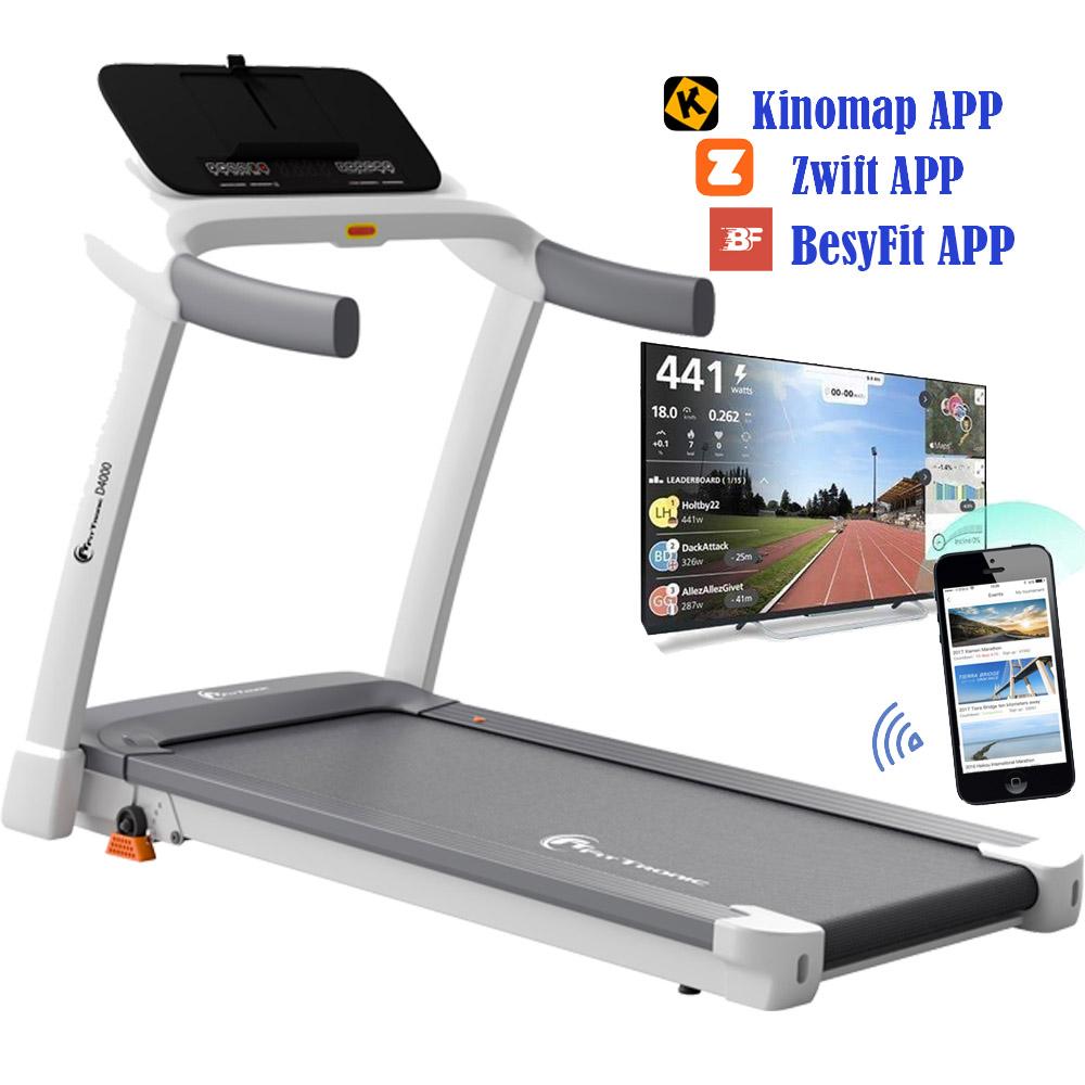Banda de alergare FitTronic Delta 4000, motor 2 CP, viteza maxima 16 km/h, greutate suportata 140 kg, Kinomap, Zwift, Besyfit