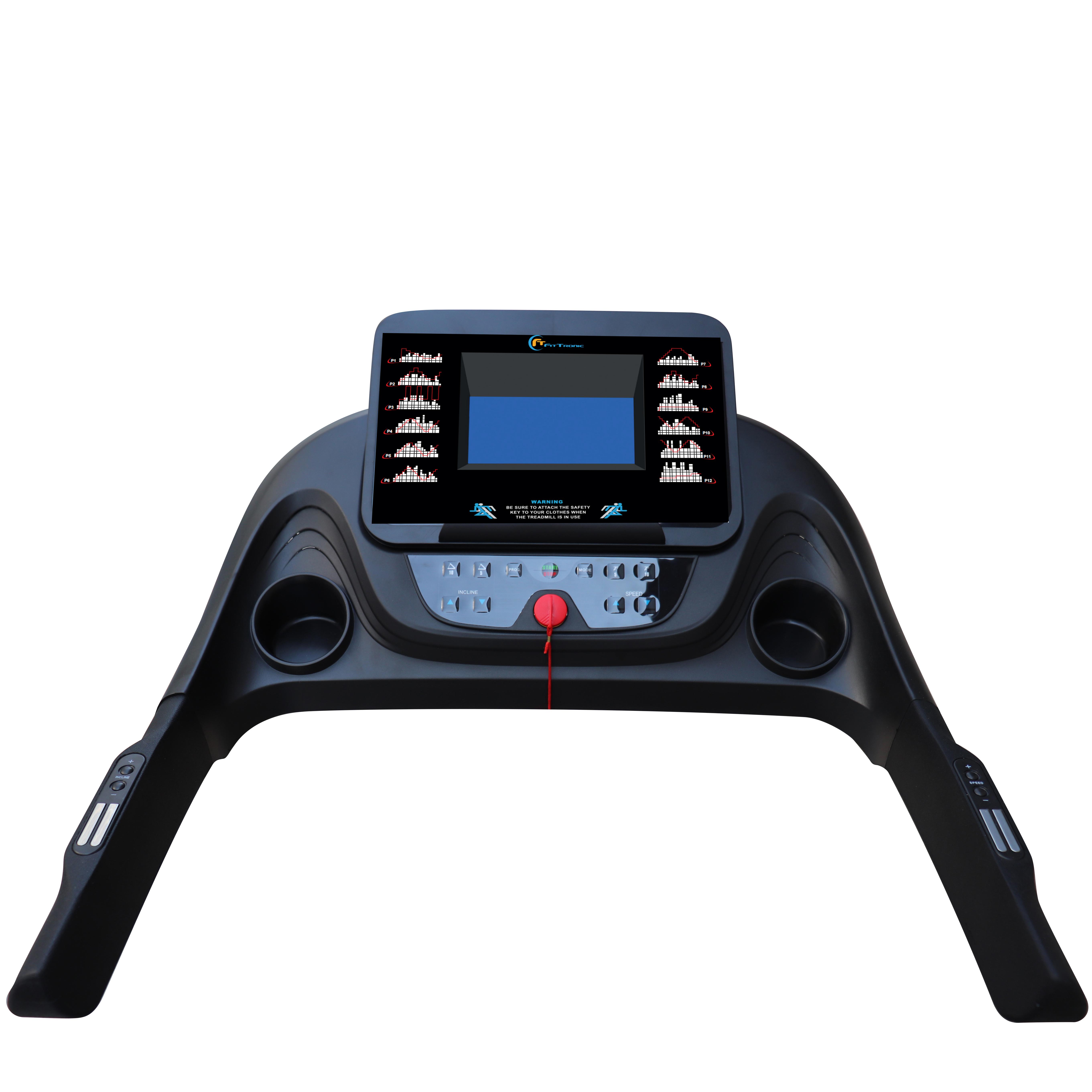 Banda de alergare electrica FitTronic Ultra 5000 motor 2.5 CP, inclinatie electrica 15%, greutate suportata 130 kg, aplicatia Fitshow App, intrare MP3, conectare bluetooth