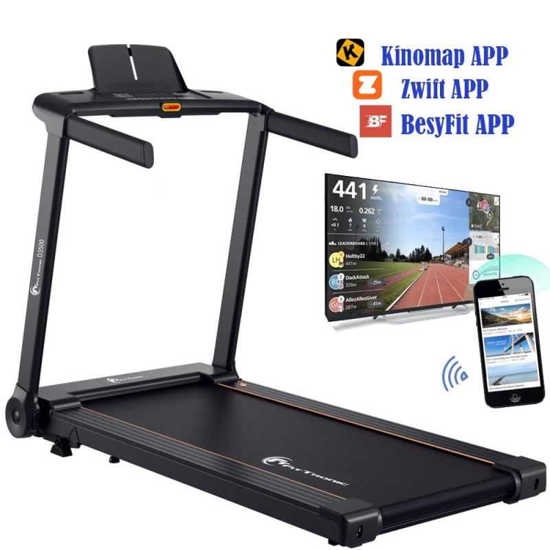 Banda de alergare FitTronic Delta 3500 PRO, motor 2 CP, viteza maxima 16 km/h, inclinatie electrica 25%, greutate suportata 120 kg, suprafata alergare 120 x 45 cm, Aplicatii  Kinomap, Zwift, Besyfit