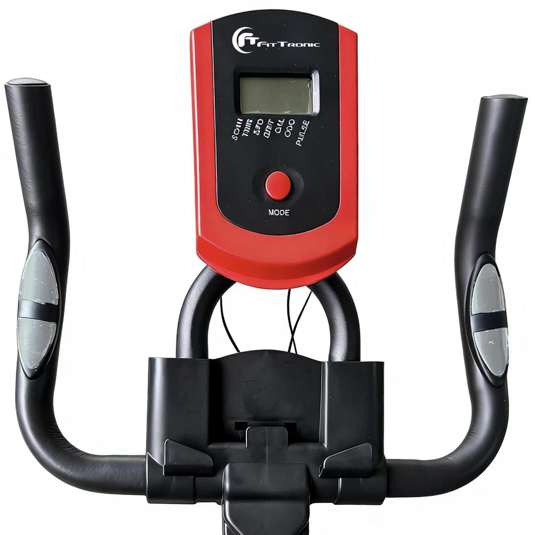 Bicicleta indoor-cycling FitTronic Krome 7, afisaj electronic, volanta 12 kg, design modern si robust