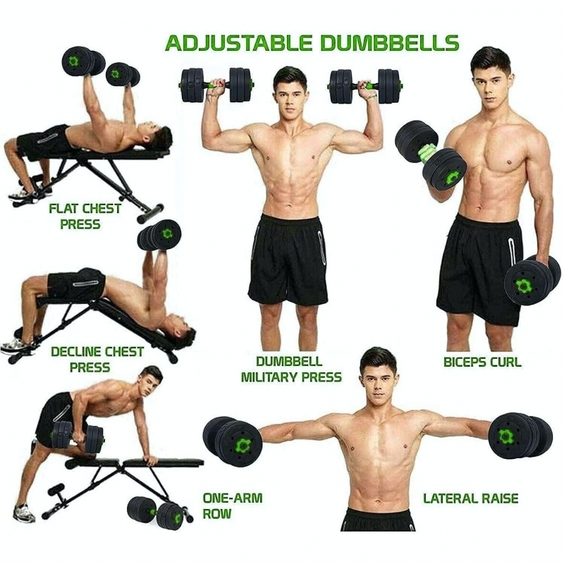 Set gantere reglabile kettlebell FitTronic 7 in 1 de 20 kg GKF20, cu o multitudine de combinatii posibile