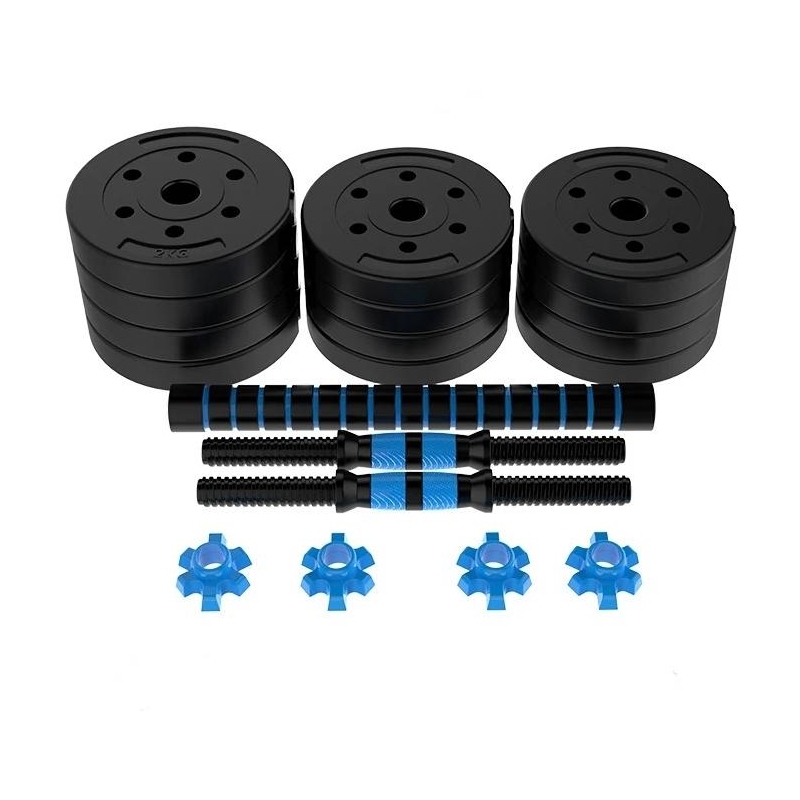 Set gantere reglabile FitTronic 20 kg, BG20, 2 gantere de 10 kg si bara de conectare inclusa, sigurante cu filet
