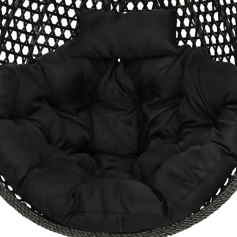 Leagan tip cuib DeHome Joy 200 negru cu suport inclus, perna neagra, greutate suportata 150 kg