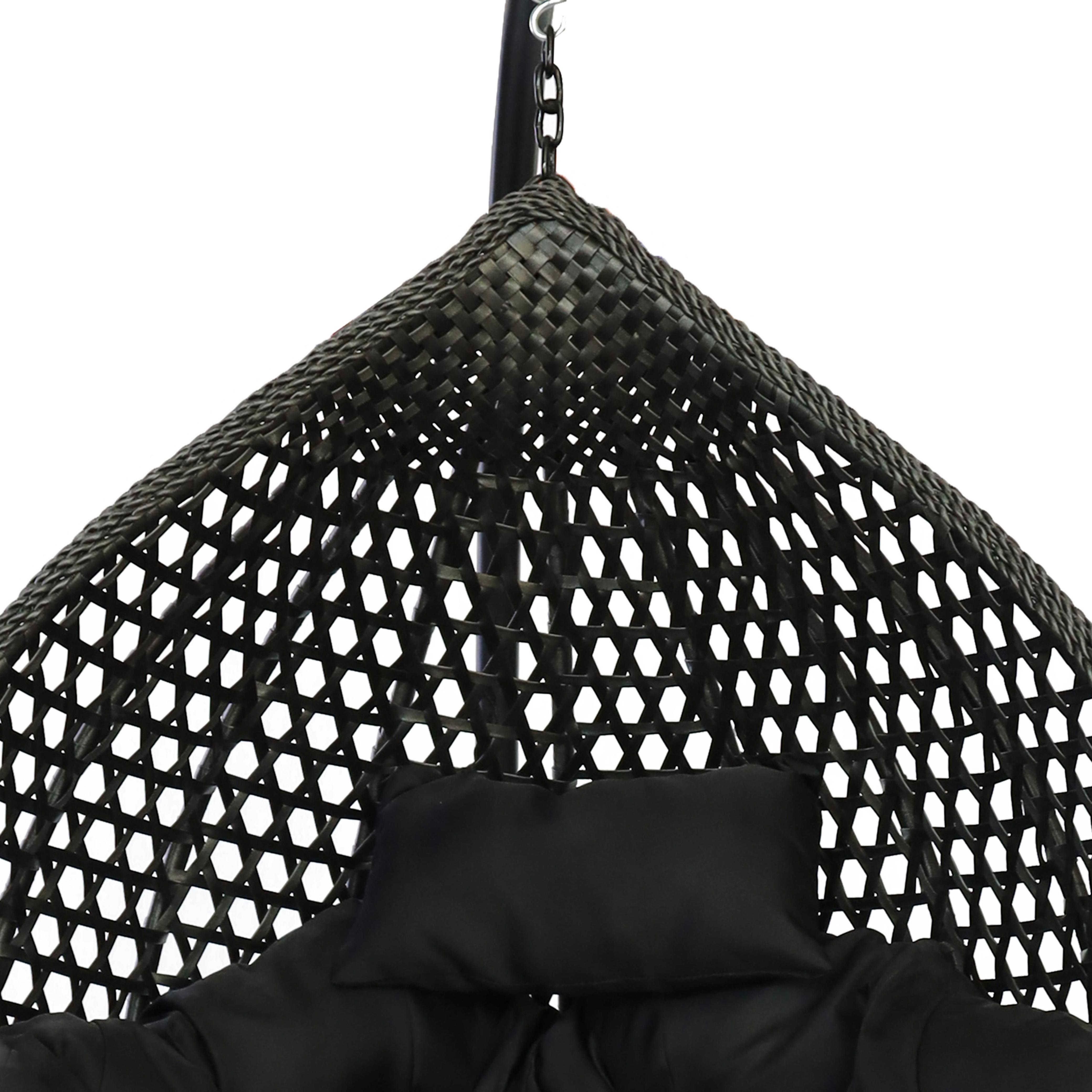 Leagan tip cuib DeHome Joy 200 negru cu suport inclus, perna neagra, greutate suportata 150 kg