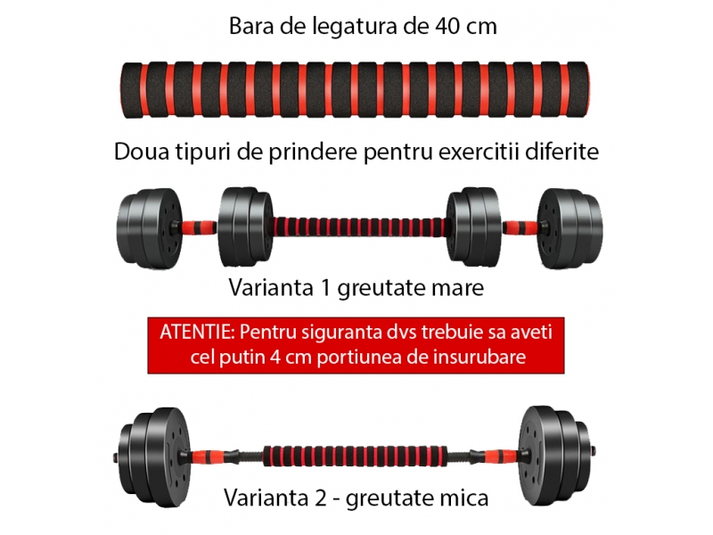 Set gantere reglabile BodyFit 30 kg