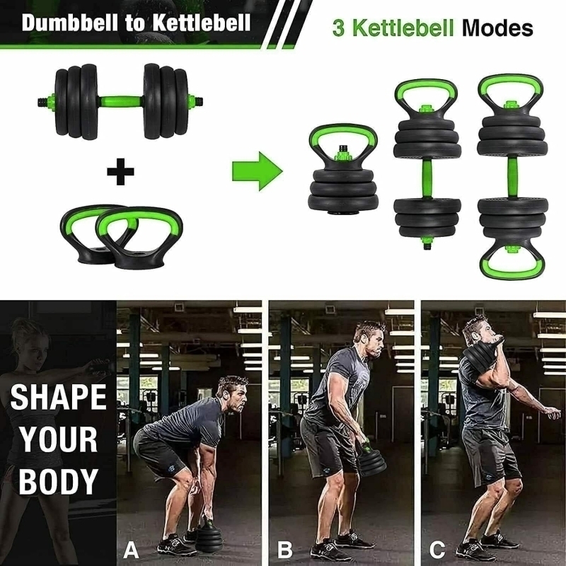 Set gantere reglabile kettlebell FitTronic 7 in 1 de 30 kg GKF30, cu o multitudine de combinatii posibile