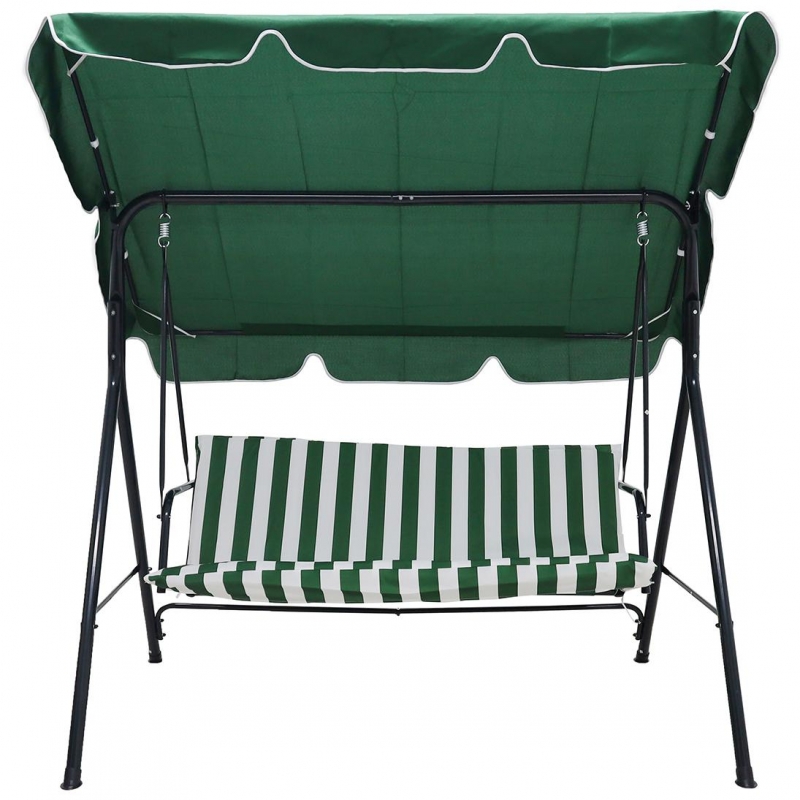 Balansoar de gradina cu umbrar DeHome Joy L2000 verde, 3 locuri, 170 x 115 x 153 cm, 150 kg greutate suportata