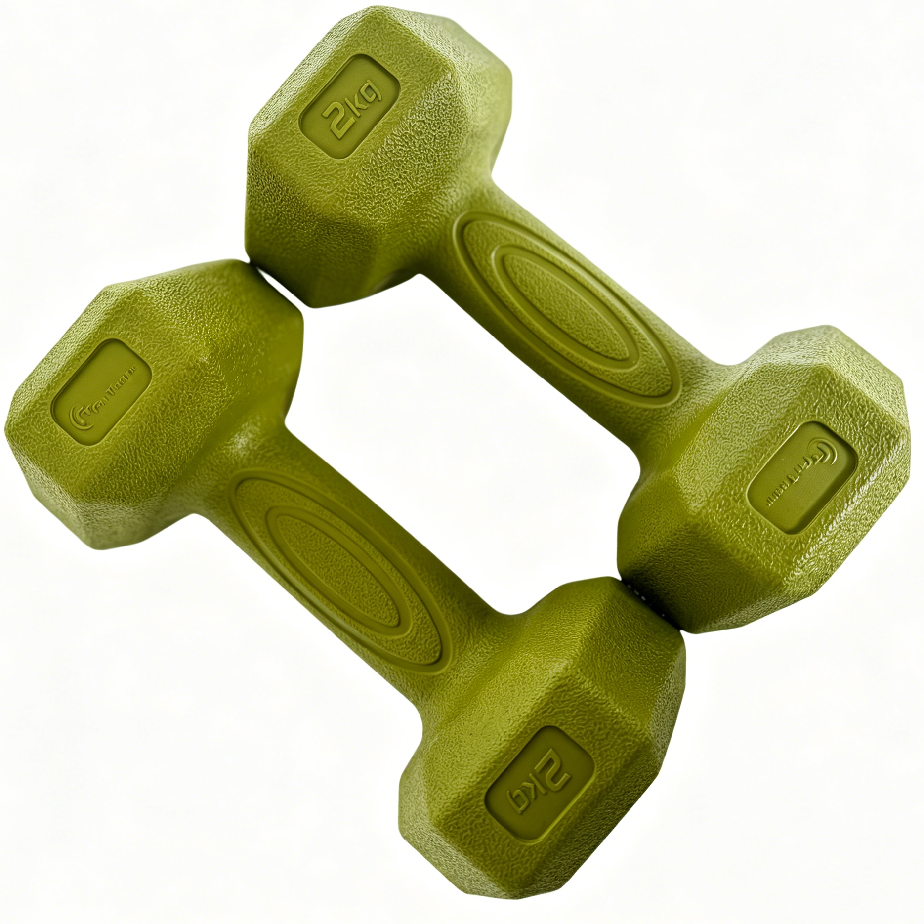 Set gantere hexagonale FitTronic DH2x2, 2 x 2 kg, fitness, aerobic, pilates, prindere confortabila, culoare vernil
