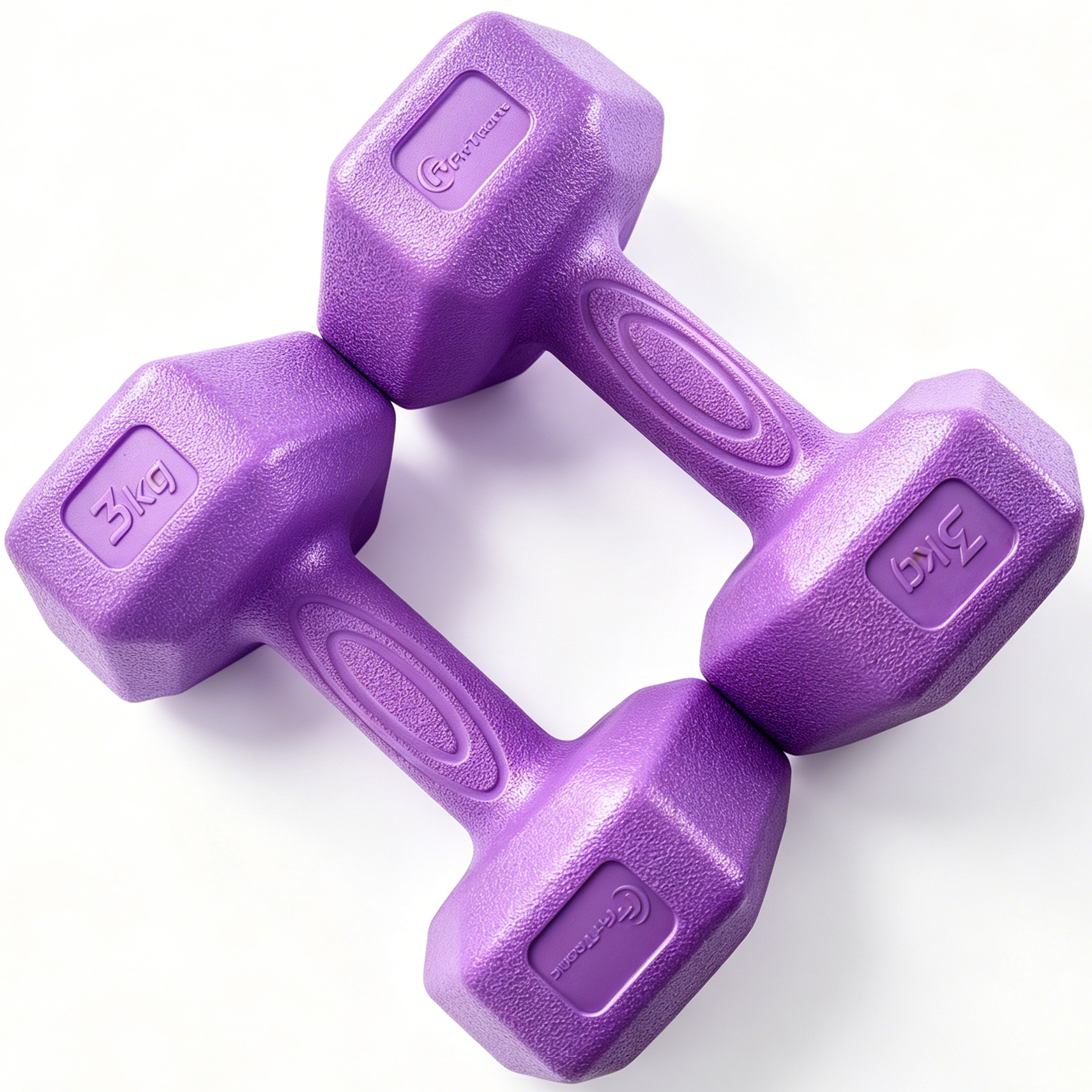 Set gantere hexagonale FitTronic DH2x3, 2 x 3 kg, fitness, aerobic, pilates, prindere confortabila, culoare mov