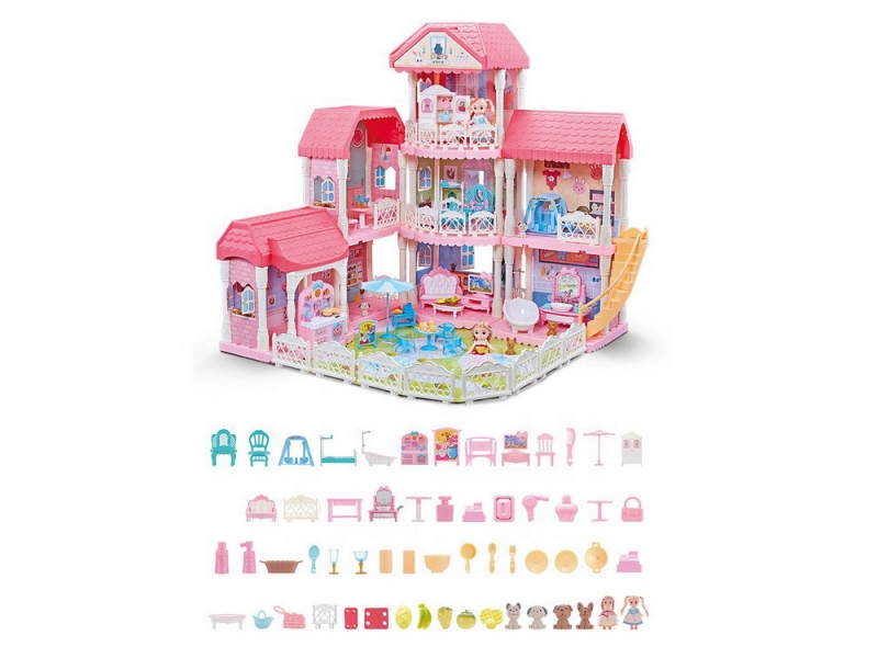 Set castel de papusi pe 4 etaje cu mobilier si multiple accesorii AliBibi