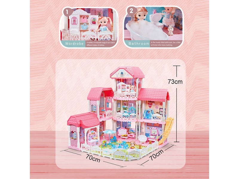 Set castel de papusi pe 4 etaje cu mobilier si multiple accesorii AliBibi