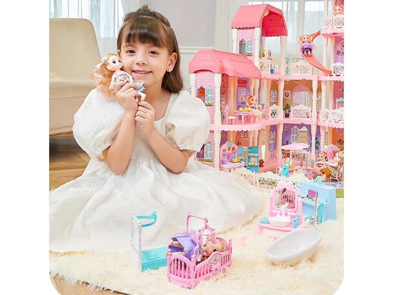 Set castel de papusi pe 4 etaje cu mobilier si multiple accesorii AliBibi