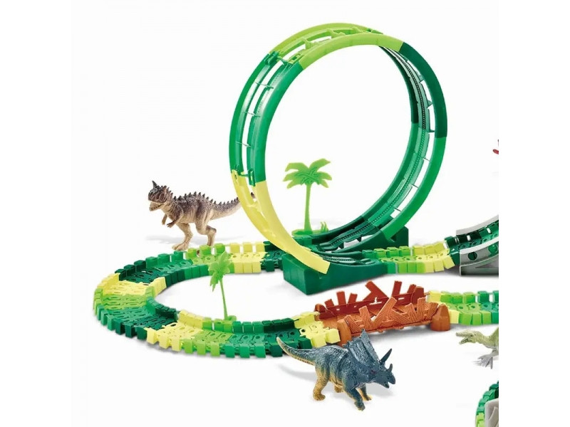 Pista de masini cu dinozauri AliBibi, masina cu telecomanda inclusa