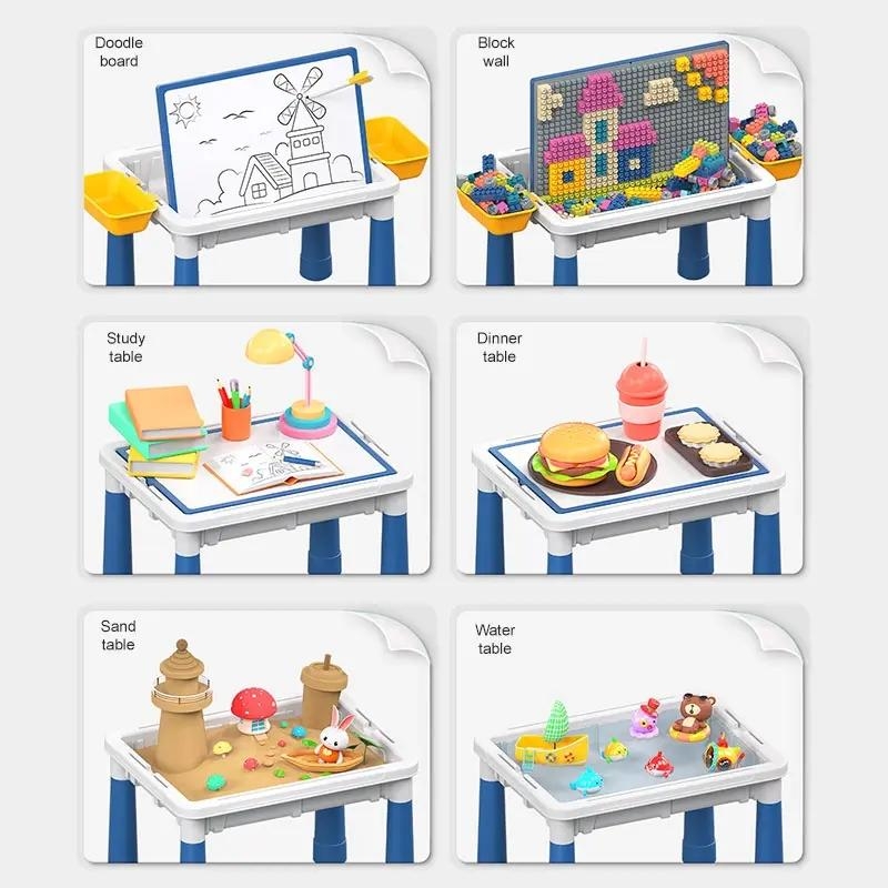 Set masuta multifunctionala 6 in 1 AliBibi cu 300 de piese