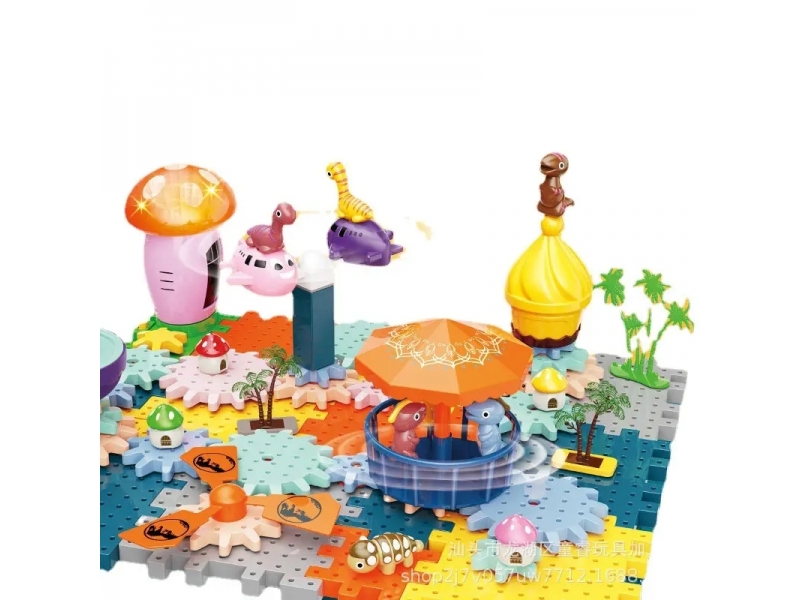 Set de construit 5 in 1 AliBibi Paradisul Dinozaurilor, 139 piese incluse