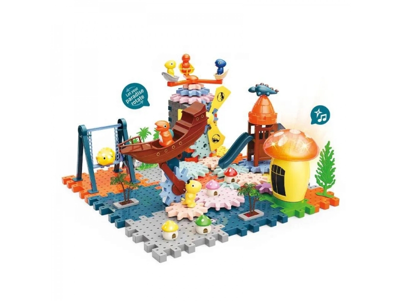 Set de construit 5 in 1 AliBibi Paradisul Dinozaurilor, 139 piese incluse