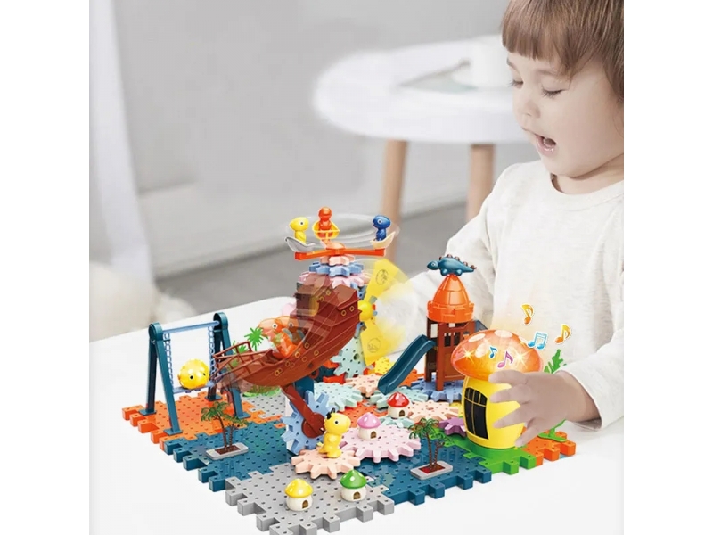 Set de construit 5 in 1 AliBibi Paradisul Dinozaurilor, 139 piese incluse