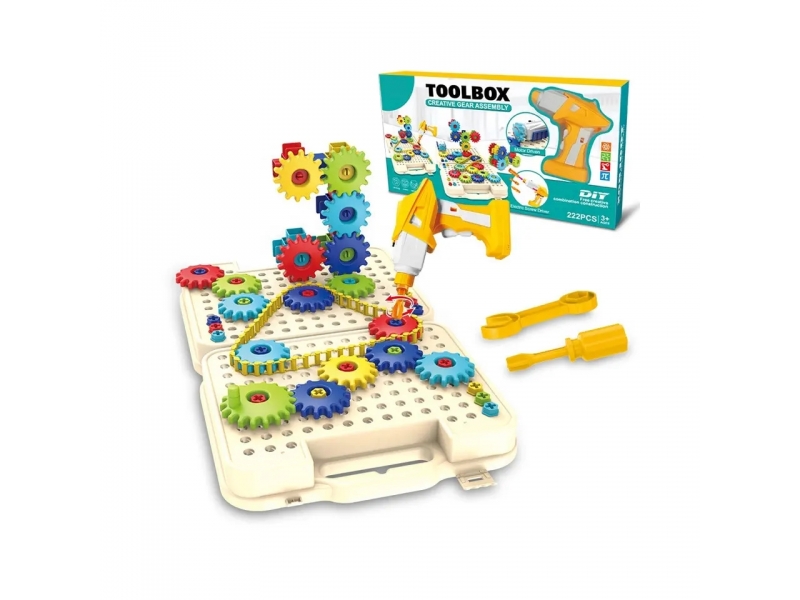Set de construit cu bormasina electrica AliBibi, 222 piese