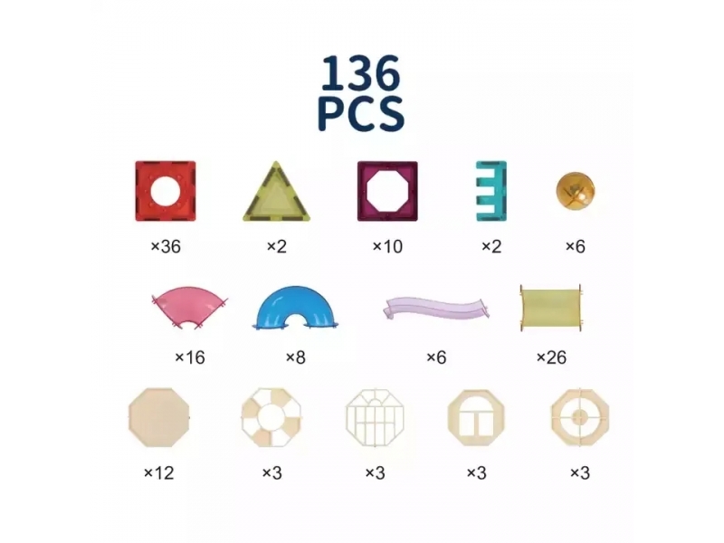 Set de construit cu 136 piese magnetice AliBibi