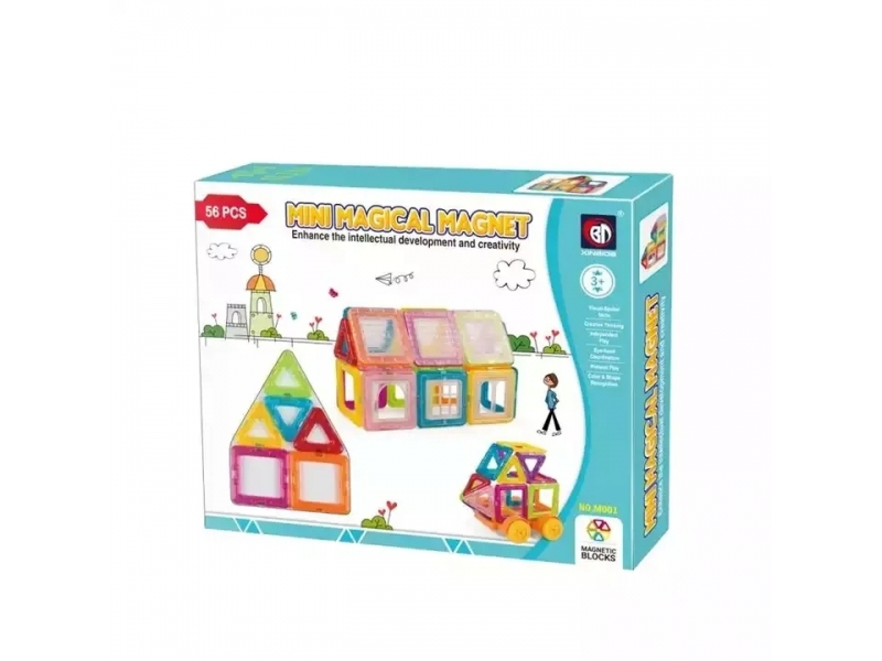 Set de construit cu 56 piese magnetice AliBibi