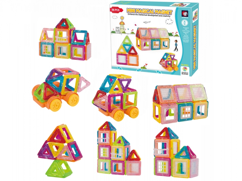 Set de construit cu 56 piese magnetice AliBibi