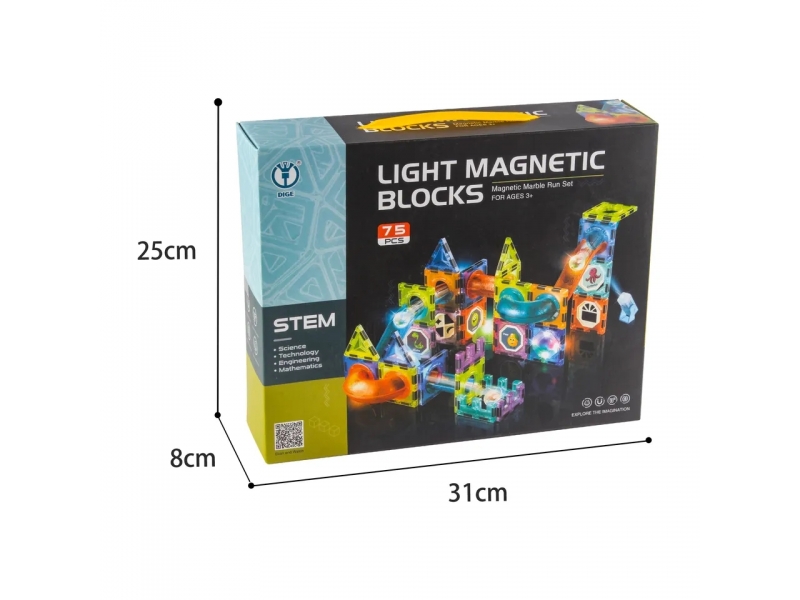 Set de constructie AliBibi cu piese magnetice luminoase