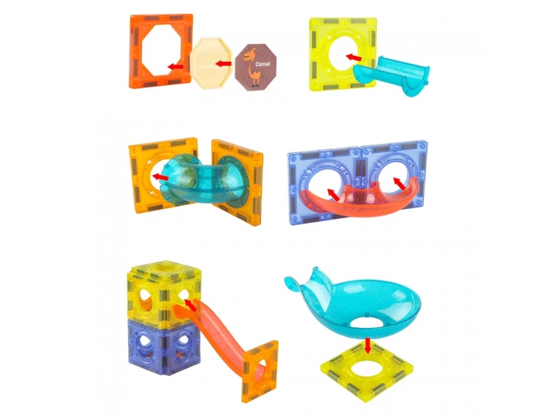 Set de constructie AliBibi cu piese magnetice luminoase