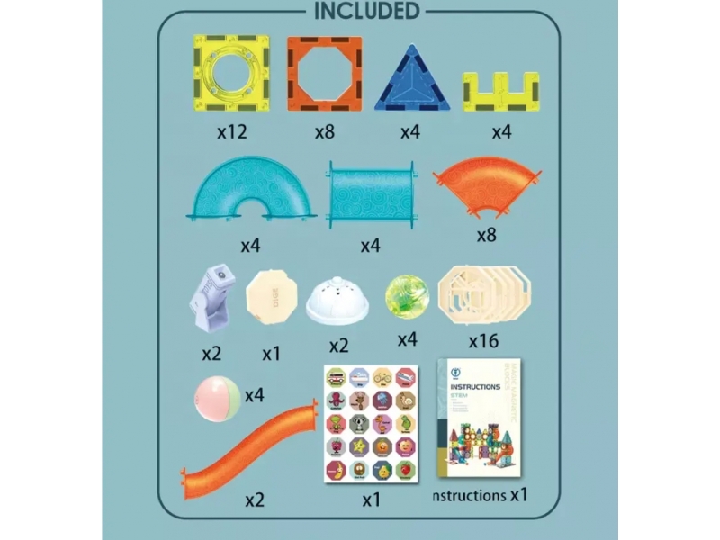 Set de constructie AliBibi cu piese magnetice luminoase