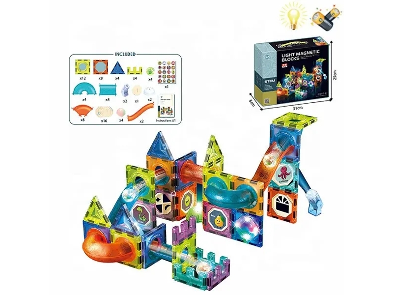 Set de constructie AliBibi cu piese magnetice luminoase