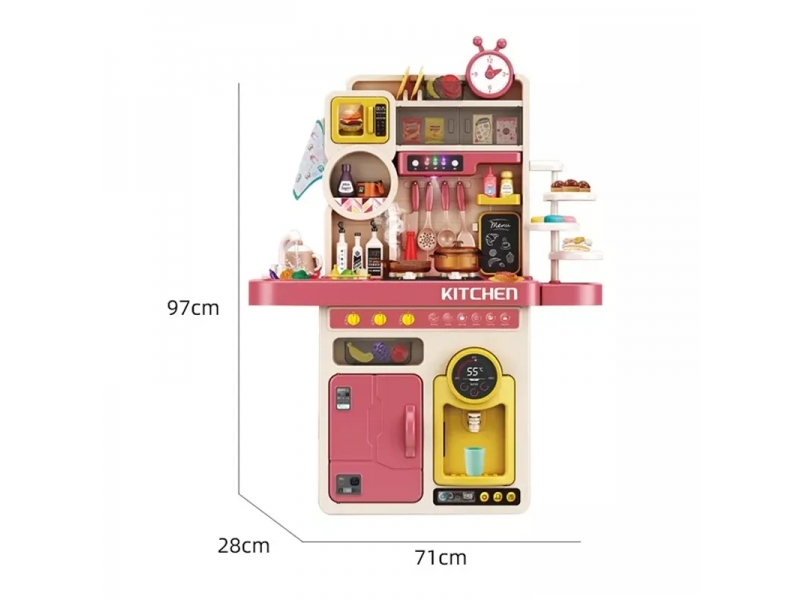 Bucatarie multifunctionala AliBibi, cu aburi, vesela pentru gatit si alte accesorii, 93 piese, 96 cm