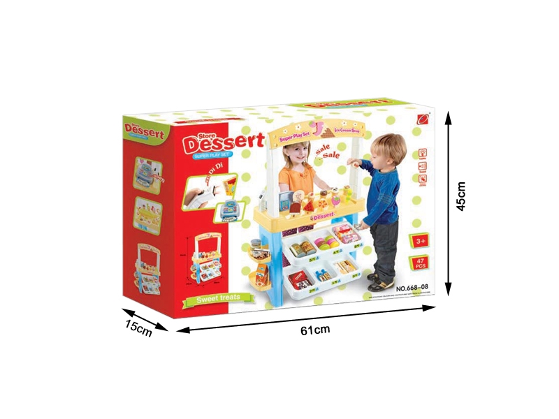 Stand de vanzare inghetata Alibibi cu casa de marcat cu 47 de accesorii, lumini si sunete