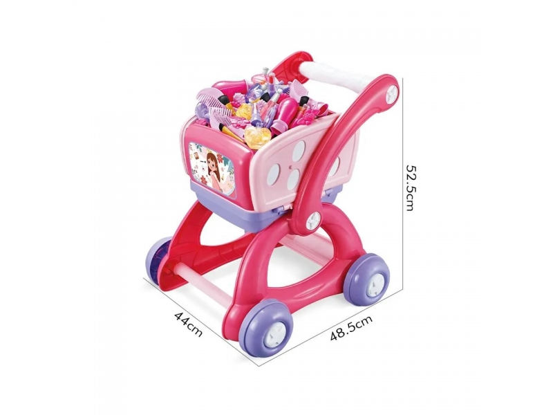 Set de infrumusetare 2 in 1 masuta si carucior de cumparaturi AliBIbi, cu accesorii incluse