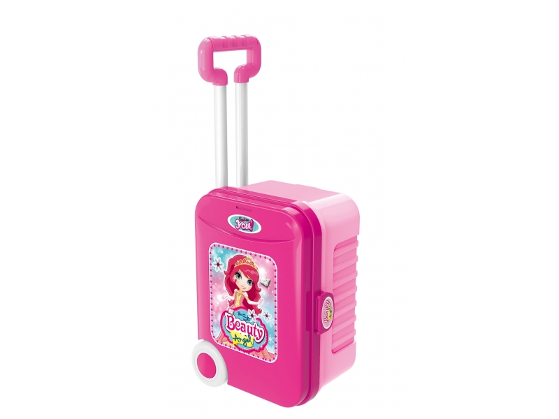 Set de infrumusetare 2 in 1 AliBibi, masuta pliabila si troller