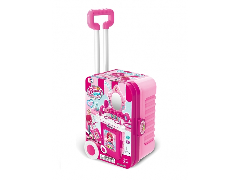 Set de infrumusetare 2 in 1 AliBibi, masuta pliabila si troller