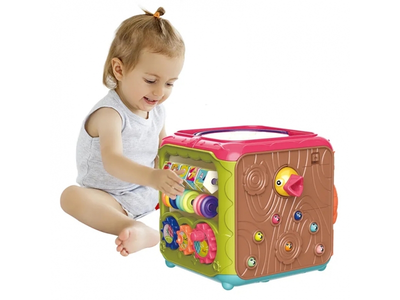 Cub educational Interactiv Alibibi, cu pian, forme geometrice, cifre, roller coaster