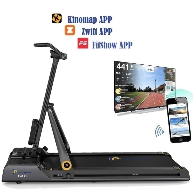 Banda de alergat revolutionara FitTronic EVO Complete Training 4 in 1, Antrenament complet: Alergare, Vaslit, Abdomen si Power Station. 4 aparate in 1. Echipament de cardio si forta. Motor 3 CP