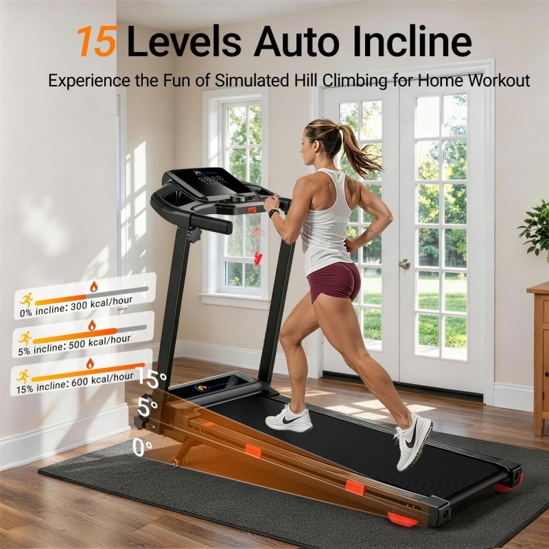 Banda de alergat electrica FitTronic EVO 4000, Inclinare automata 15%, Motor 2.0 CP, Viteza pana la 12 km/h, Display led cu multiple functii