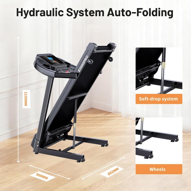 Banda de Alergat Electrica FitTronic EVO 5000 PRO, Motor Puternic 3.0 CP, Inclinare Automata 15%, Utilizator pana la 120 kg, Display LCD 3.5 inch, Pliere Hidraulica cu Amortizor