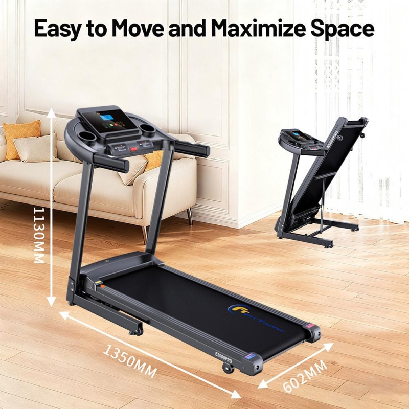 Banda de Alergat Electrica FitTronic EVO 5000 PRO, Motor Puternic 3.0 CP, Inclinare Automata 15%, Utilizator pana la 120 kg, Display LCD 3.5 inch, Pliere Hidraulica cu Amortizor