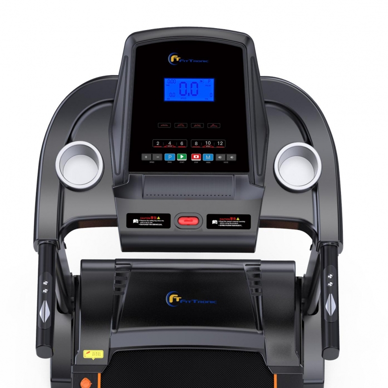 Banda de Alergat Electrica FitTronic EVO 6000, Motor Puternic 3.0 CP, Suprafata Mare de Alergare 44 x120 cm, Inclinatie in 3 trepte, Amortizare Premium cu 4 Perne de Silicon, Suport 120 kg, Display LCD 5 inch, Pliabila