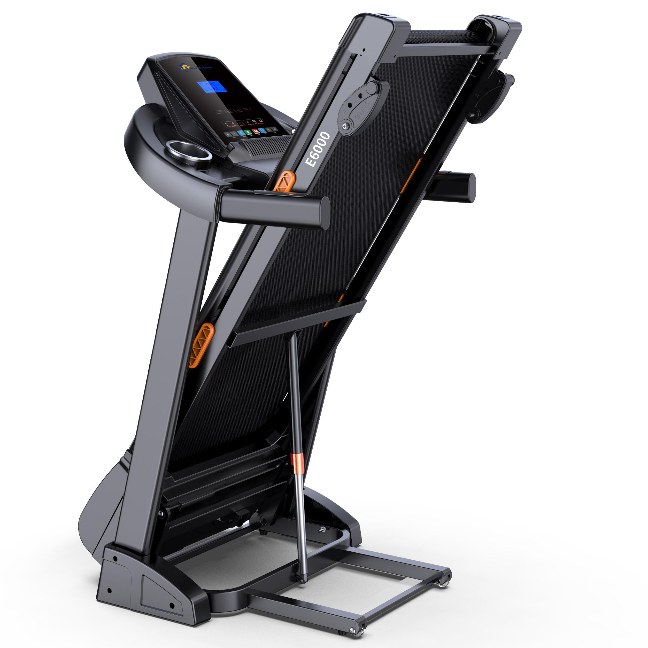 Banda de Alergat Electrica FitTronic EVO 6000, Motor Puternic 3.0 CP, Suprafata Mare de Alergare 44 x120 cm, Inclinatie in 3 trepte, Amortizare Premium cu 4 Perne de Silicon, Suport 120 kg, Display LCD 5 inch, Pliabila